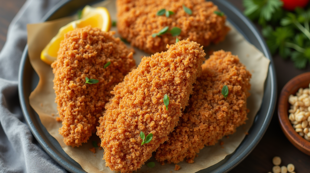Panko breaded chicken with crispy golden coating